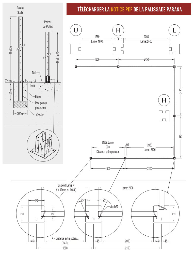 Guide de pose installation dune palissade bois PARANA Decklinea Guide de pose installation dune palissade bois PARANA Decklinea