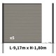 Kit clôture composite poteau à sceller - RIO Platinium H-1,8m