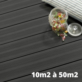 Kit terrasse composite - ATLANTA Anthracite 10m² à 50m²