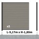 Kit clôture composite poteau sur platines - RIO Platinium H-1,8m