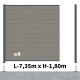 Kit clôture composite poteau sur platines - RIO Platinium H-1,8m