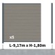 Kit clôture composite poteau sur platines - RIO Platinium H-1,8m