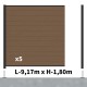 Kit clôture composite poteau sur platines - RIO Bronze H-1,8m