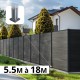 Kit clôture composite poteau sur platines - SANTOS Ardoise H-1,8m