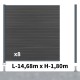 Kit clôture composite poteau sur platines - SANTOS Ardoise H-1,8m