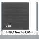 Kit clôture composite poteau sur platines - SANTOS Ardoise H-1,8m