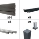 Kit clôture composite poteau sur platines - SANTOS Ardoise H-1,8m