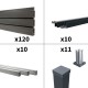 Kit clôture composite poteau sur platines - SANTOS Ardoise H-1,8m