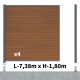 Kit clôture composite poteau sur platines - SANTOS Teck H-1,8m
