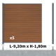 Kit clôture composite poteau sur platines - SANTOS Teck H-1,8m