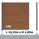 Kit clôture composite poteau sur platines - SANTOS Teck H-1,8m