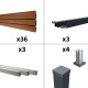 Kit clôture composite poteau sur platines - SANTOS Teck H-1,8m