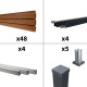 Kit clôture composite poteau sur platines - SANTOS Teck H-1,8m