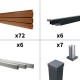 Kit clôture composite poteau sur platines - SANTOS Teck H-1,8m