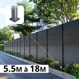 Kit clôture aluminium poteau sur platines - BAHIA & CRUZ Ardoise H-1,8m