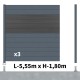 Kit clôture aluminium poteau sur platines - BAHIA & CRUZ Ardoise H-1,8m