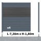 Kit clôture aluminium poteau sur platines - BAHIA & CRUZ Ardoise H-1,8m
