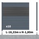 Kit clôture aluminium poteau sur platines - BAHIA & CRUZ Ardoise H-1,8m