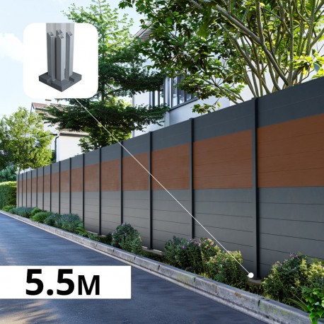 Kit clôture aluminium poteau sur platines - BAHIA & CRUZ Teck H-1,8m