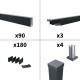 Kit clôture aluminium poteau sur platines - OLINDA 45mm + 15mm H-1,8m