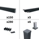 Kit clôture aluminium poteau sur platines - OLINDA 45mm + 15mm H-1,8m