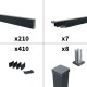 Kit clôture aluminium poteau sur platines - OLINDA 45mm + 15mm H-1,8m