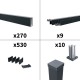 Kit clôture aluminium poteau sur platines - OLINDA 45mm + 15mm H-1,8m
