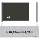 Kit clôture composite sur muret poteau sur platines - RIO Anthracite H-1,2m