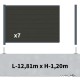 Kit clôture composite sur muret poteau sur platines - RIO Anthracite H-1,2m