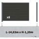 Kit clôture composite sur muret poteau sur platines - RIO Anthracite H-1,2m