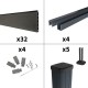 Kit clôture composite sur muret poteau sur platines - RIO Anthracite H-1,2m