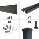 Kit clôture composite sur muret poteau sur platines - RIO Anthracite H-1,2m