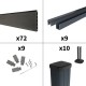 Kit clôture composite sur muret poteau sur platines - RIO Anthracite H-1,2m