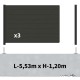 Kit clôture composite sur muret poteau sur platines - RIO Anthracite H-1,2m