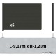 Kit clôture composite sur muret poteau sur platines - RIO Anthracite H-1,2m