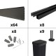 Kit clôture composite sur muret poteau sur platines - RIO Anthracite H-1,2m