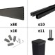 Kit clôture composite sur muret poteau sur platines - RIO Anthracite H-1,2m