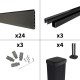 Kit clôture composite sur muret poteau sur platines - RIO Anthracite H-1,2m
