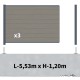 Kit clôture composite sur muret poteau sur platines - RIO Platinium H-1,2m