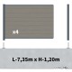 Kit clôture composite sur muret poteau sur platines - RIO Platinium H-1,2m