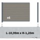 Kit clôture composite sur muret poteau sur platines - RIO Platinium H-1,2m