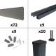 Kit clôture composite sur muret poteau sur platines - RIO Platinium H-1,2m