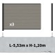 Kit clôture composite sur muret poteau sur platines - RIO Platinium H-1,2m