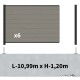Kit clôture composite sur muret poteau sur platines - RIO Platinium H-1,2m