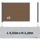 Kit clôture composite sur muret poteau sur platines - RIO Bronze H-1,2m