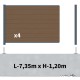 Kit clôture composite sur muret poteau sur platines - RIO Bronze H-1,2m