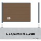 Kit clôture composite sur muret poteau sur platines - RIO Bronze H-1,2m