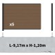 Kit clôture composite sur muret poteau sur platines - RIO Bronze H-1,2m