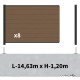 Kit clôture composite sur muret poteau sur platines - RIO Bronze H-1,2m