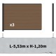 Kit clôture composite sur muret poteau sur platines - RIO Bronze H-1,2m
